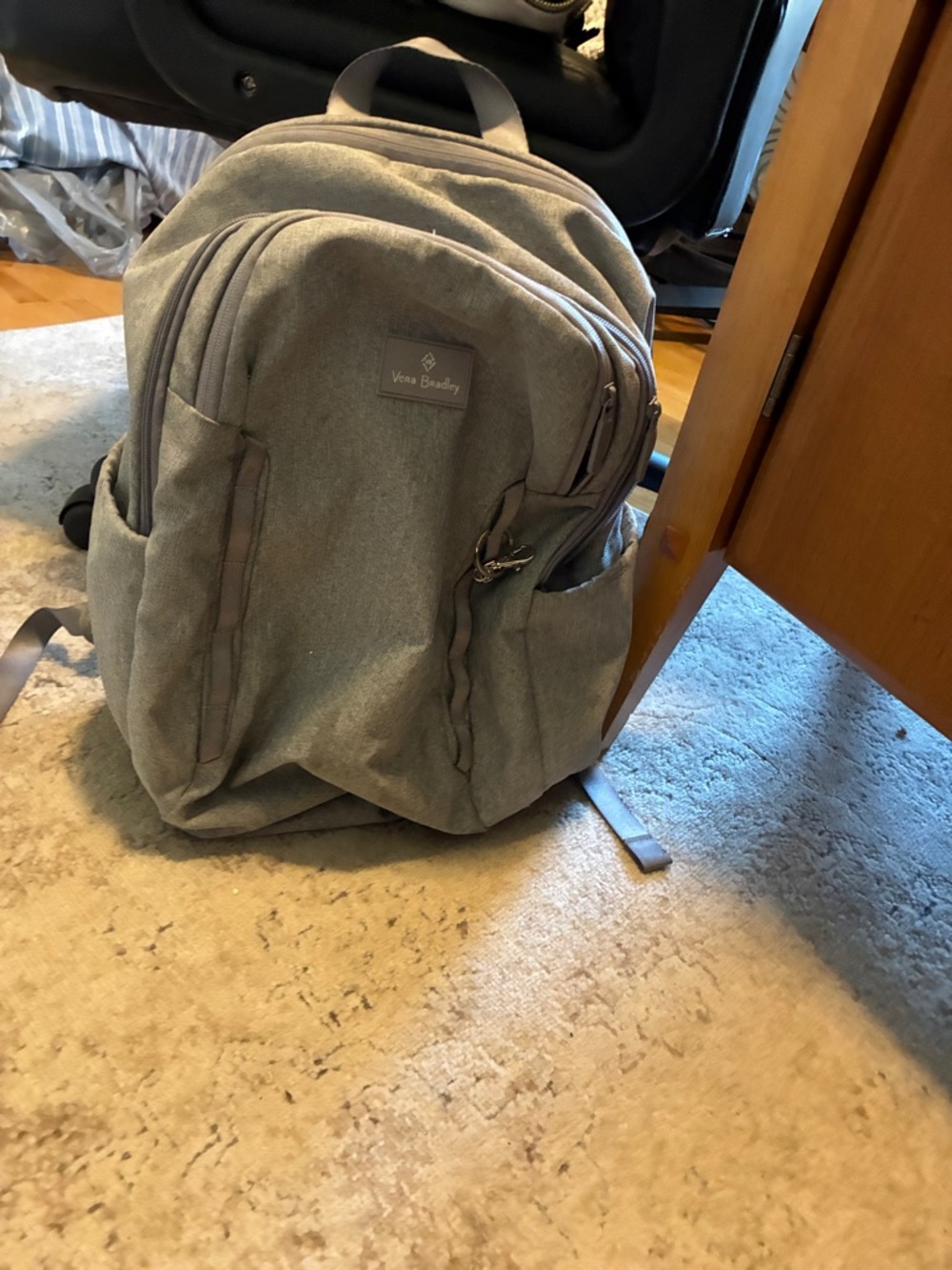 Vera Bradley Light Gray Men's Backpack with Multiple Pockets